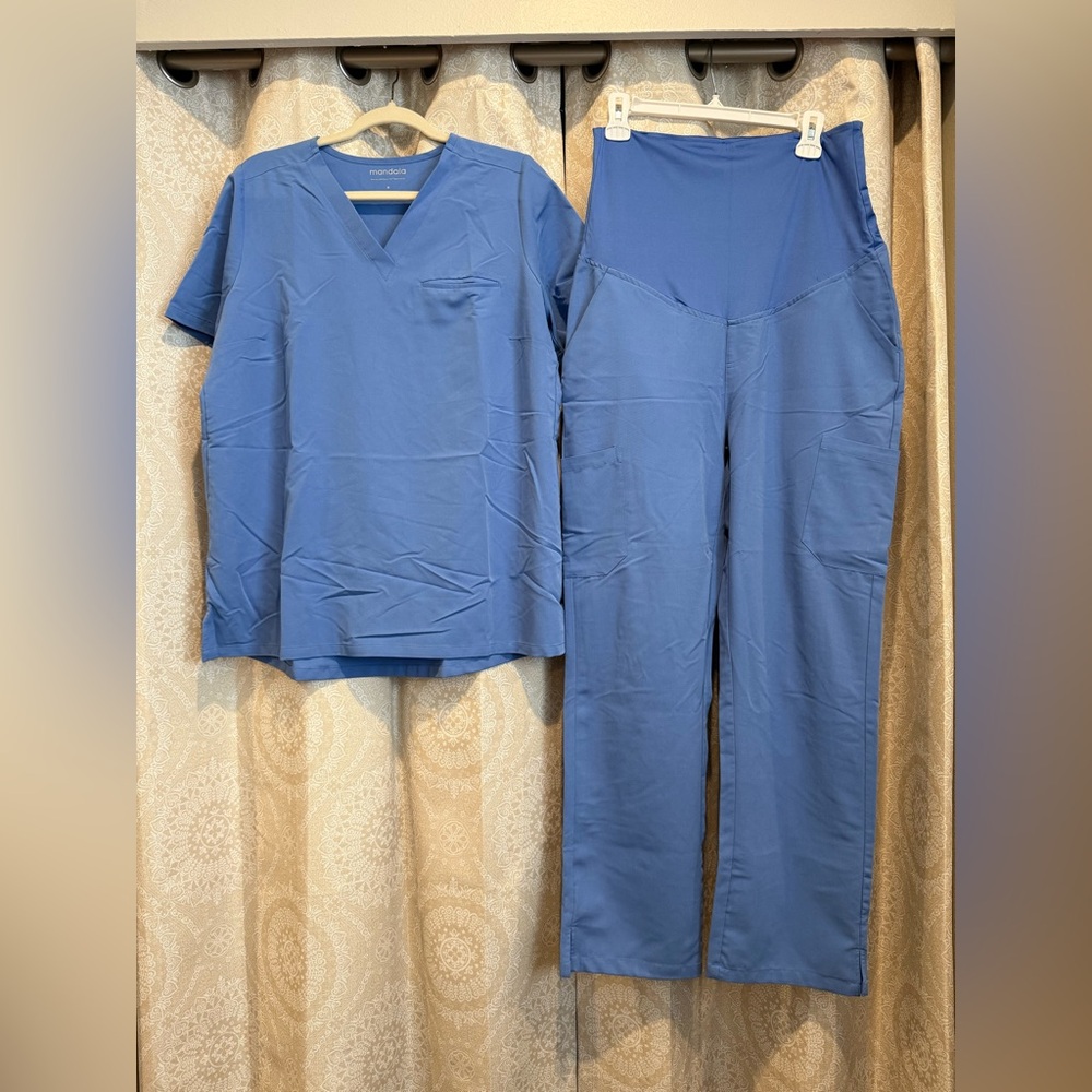 Mandala Blue Maternity Scrub Set